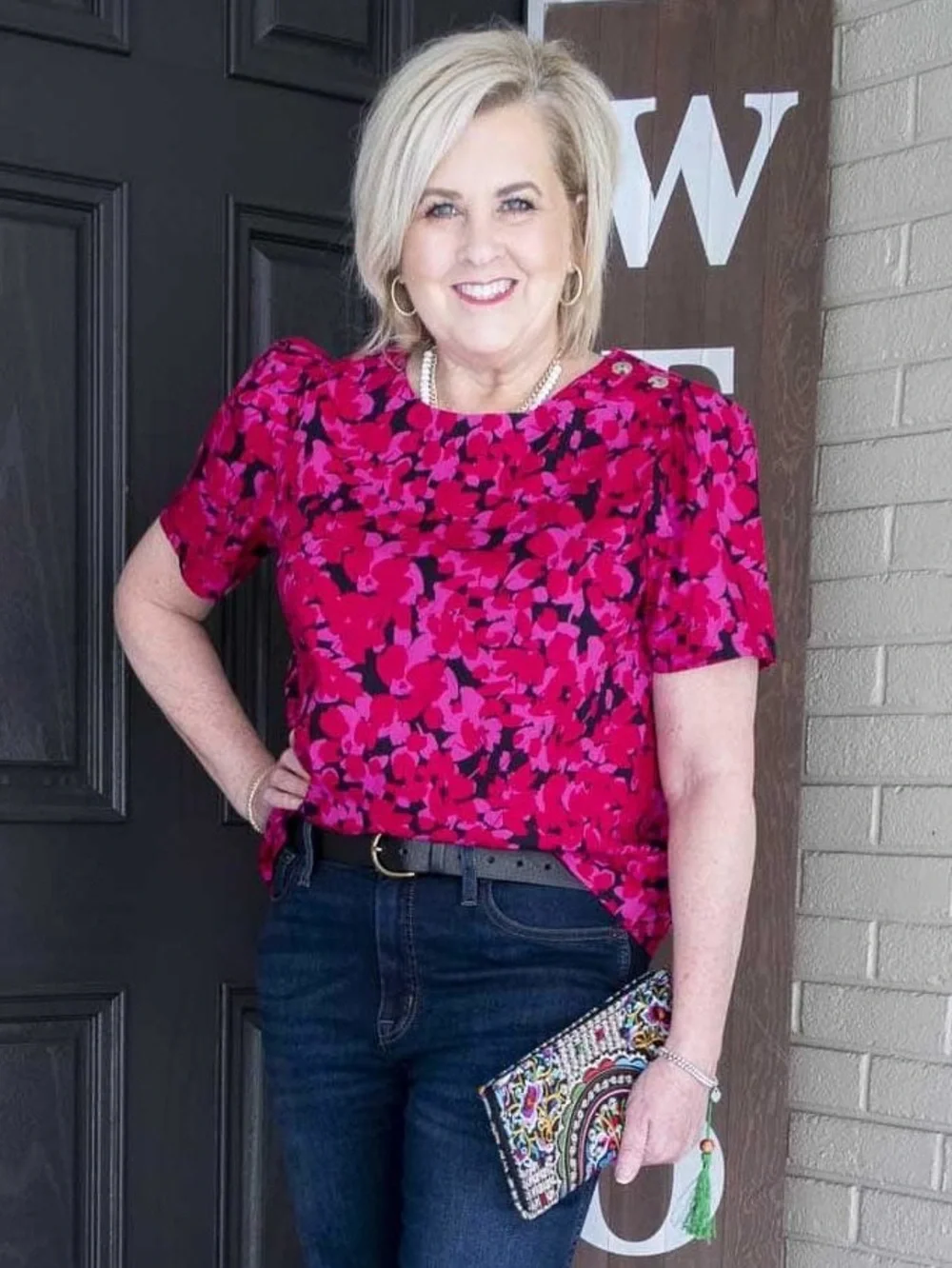 J Crew Azalea Berry Poplin sleeve blouse